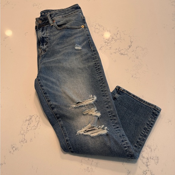 AE American Eagle distressed airflex denim cropped jeans NWT - Picture 9 of 9
